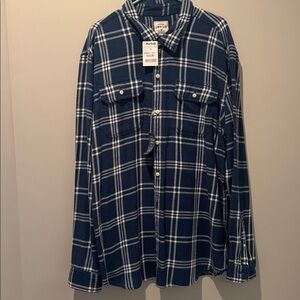 Indigo Classic Fit Navy and Cream Plaid Shirt
